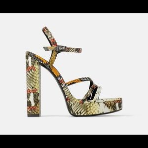 High Heeled Animal Print Zara Sandals